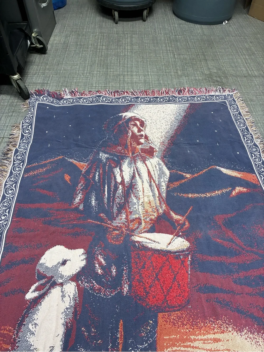 Holiday drummer boy vintage Woven Throw Blanket